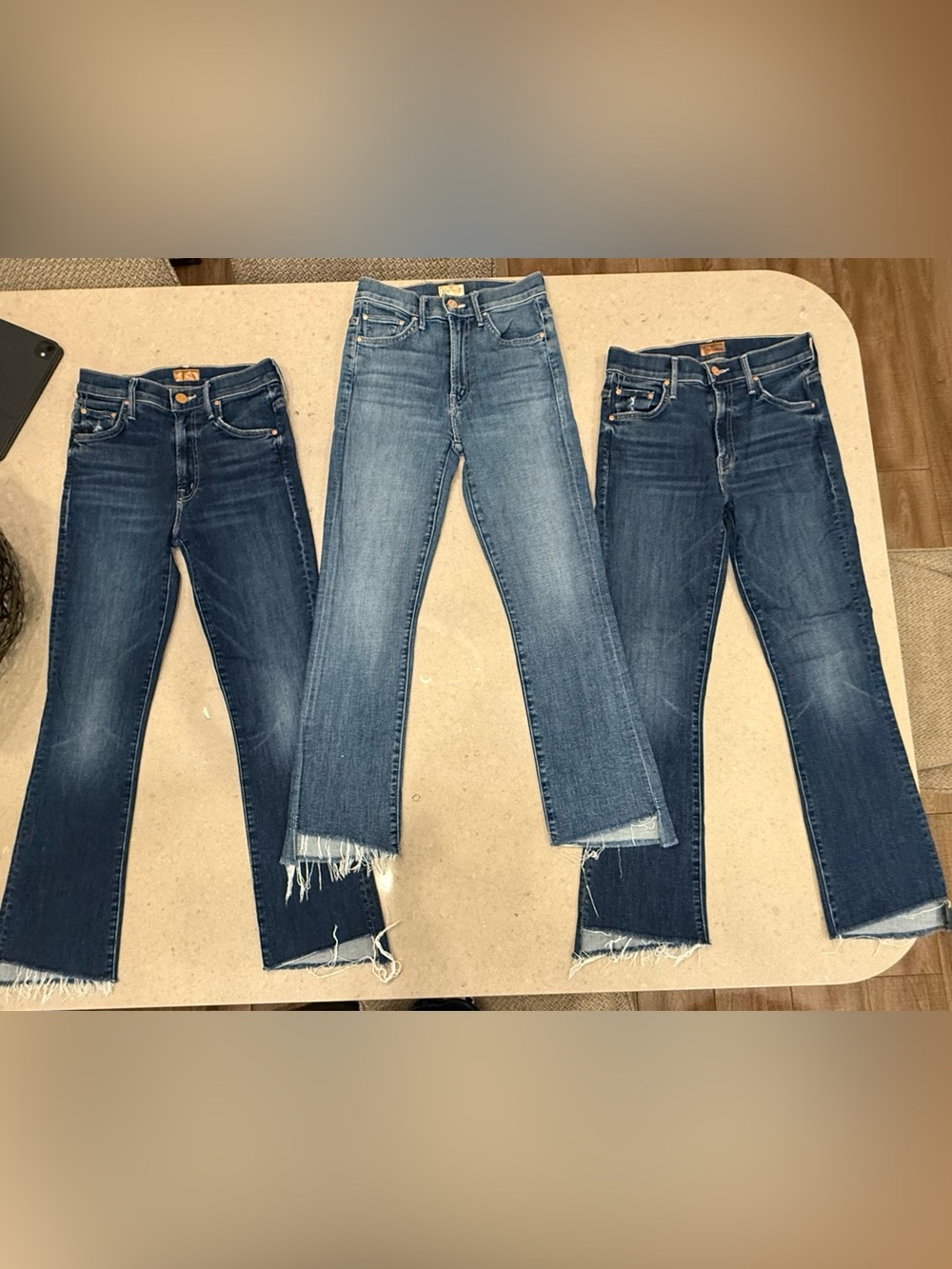 3 pairs Mother Denim Insider Step Crop Fray Jeans size 24